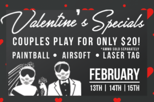 Get paintball, airsoft and laser tag specials for Valentines Day 2018 at American Paintball Coliseum.