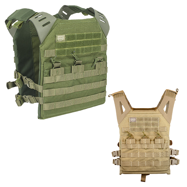 Green and tan tactical plate carrier
