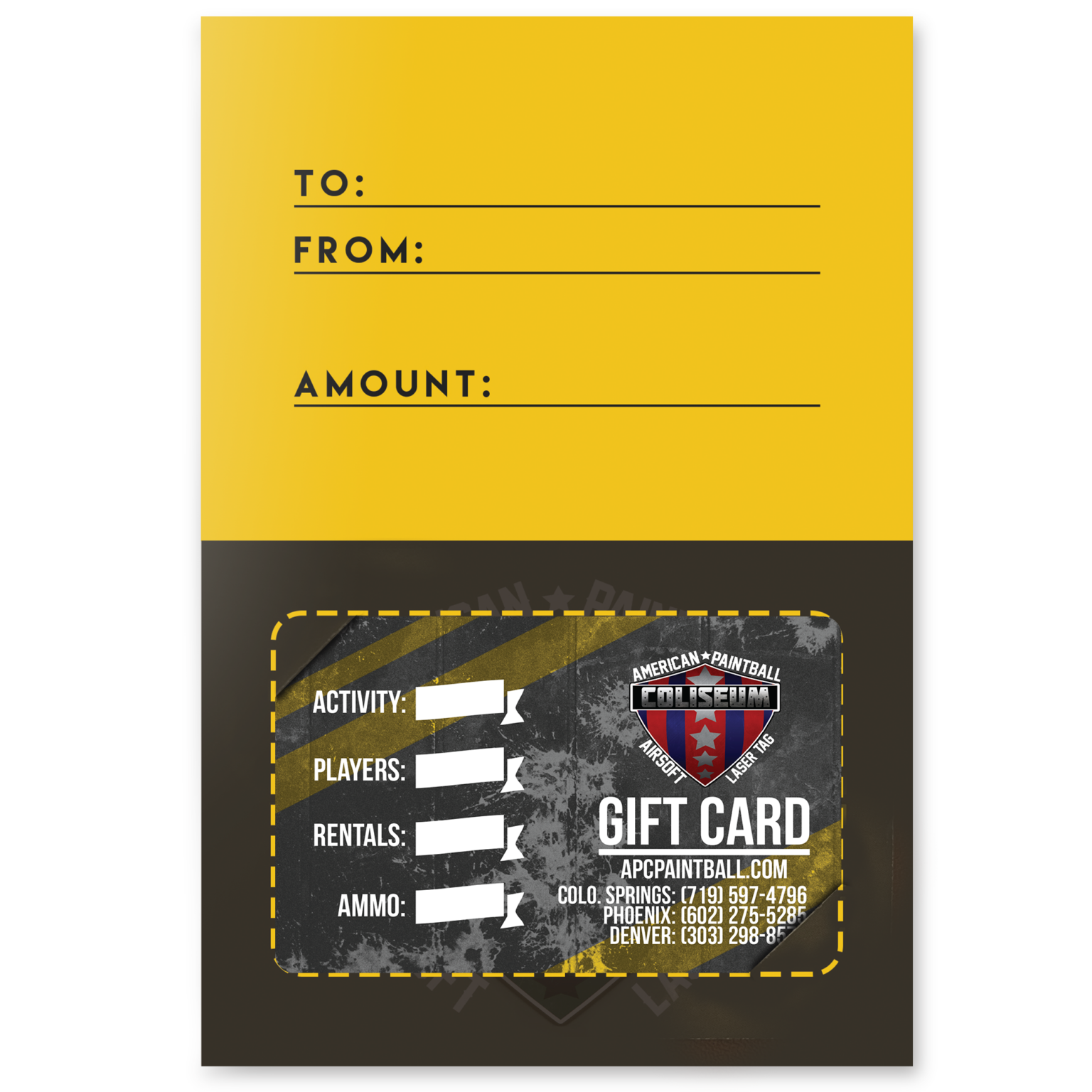Shop Gift Cards Online American Paintball Coliseum